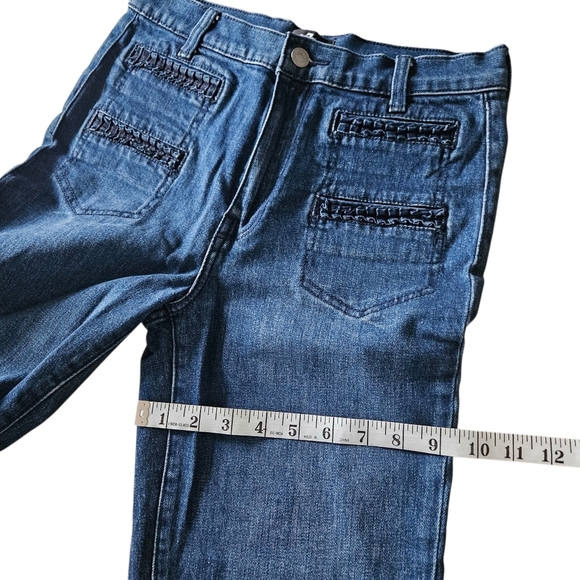 7 For All Mankind Georgia Pleated Pocket Flare Frayed Hem Jeans 27 Dark Winona 4 - Picture 10 of 14